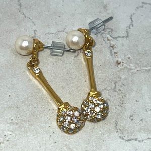 Faux Pearl & Rhinestone Drop Earrings.
